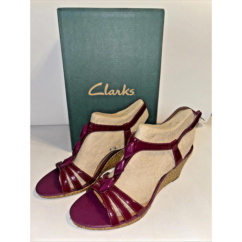 Clark's Purple Laguna Jewel Shoes Size 8M 85378 3" Wedge Heel in Original Box